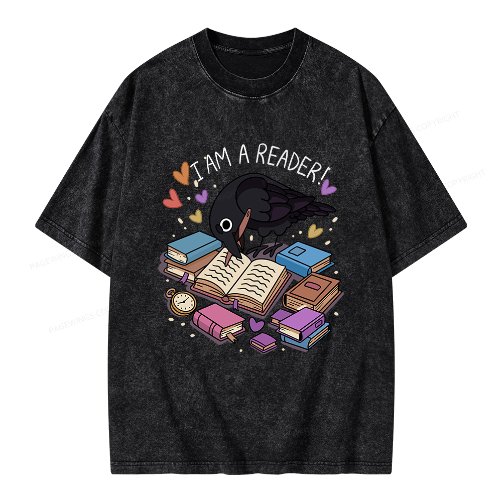 Pagewings I Am An Reader Unisex Washed T-shirt