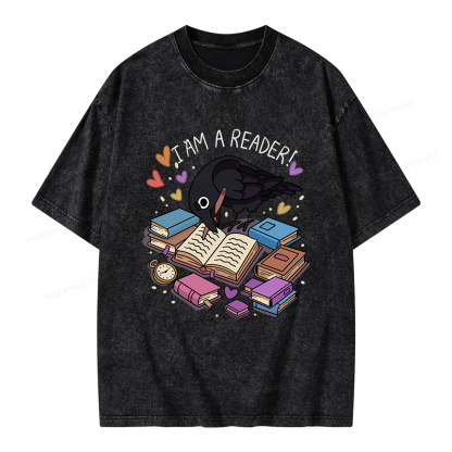Pagewings I Am An Reader Unisex Washed T-shirt
