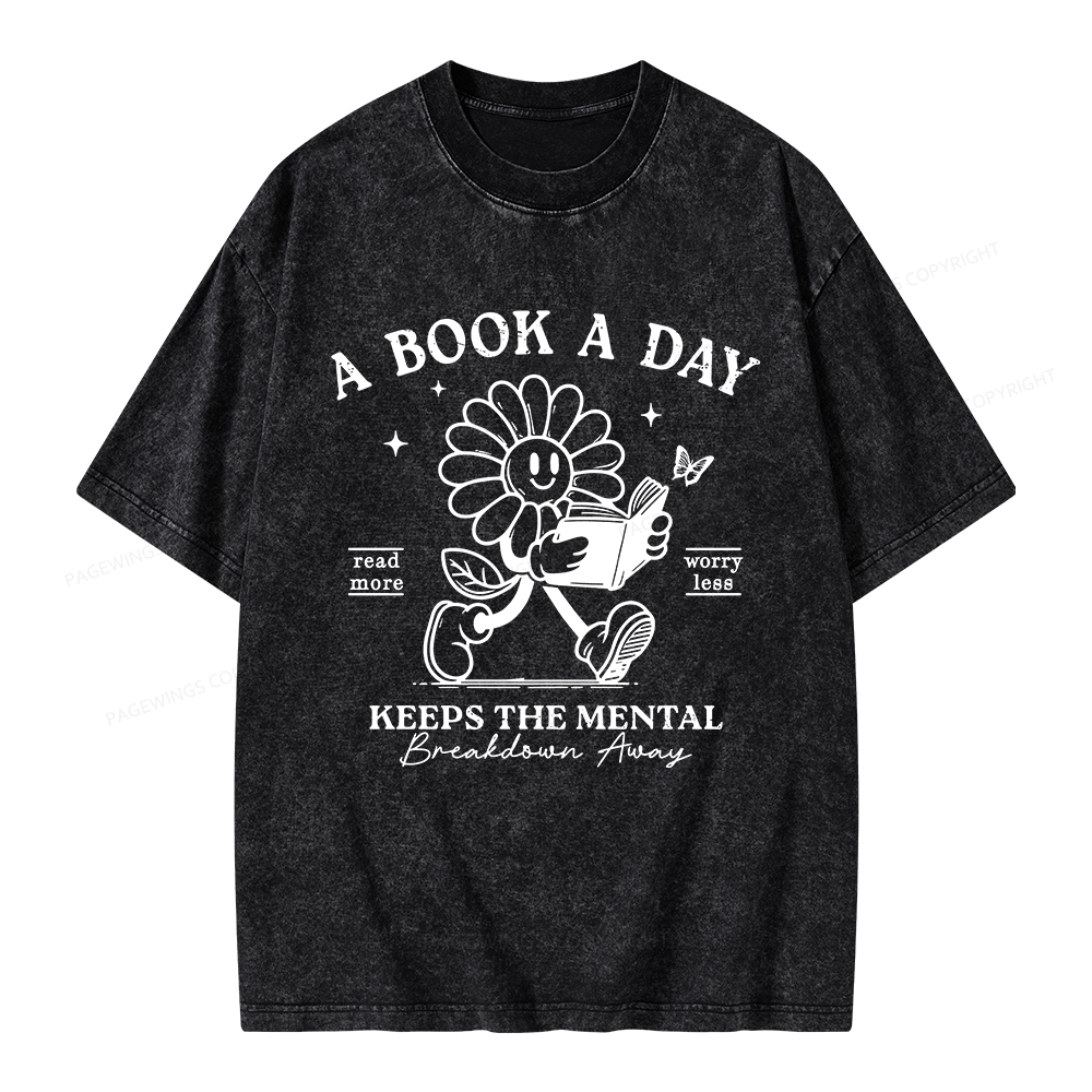 Pagewings Read More Worry Less Unisex Washed T-shirt