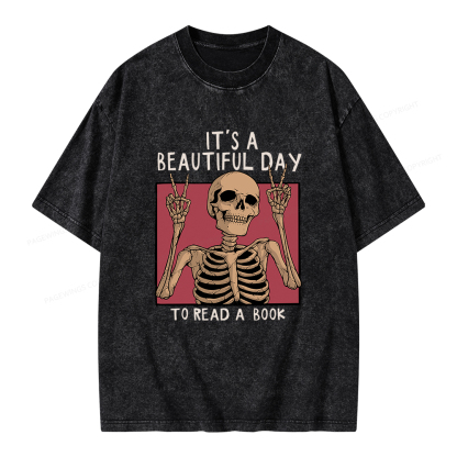 Pagewings It's A Beautiful Day To Read A Book Unisex Washed T-shirt