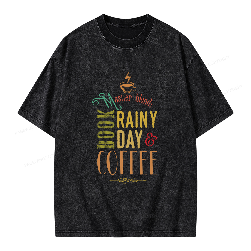 Pagewings Coffee, book & Rainy Day Unisex Washed T-shirt