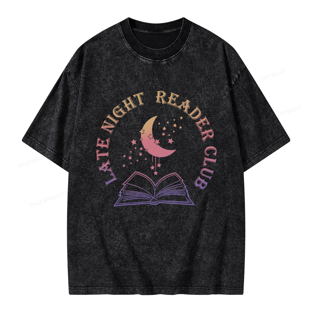 Pagewings Late Night Reader Club Unisex Washed T-shirt