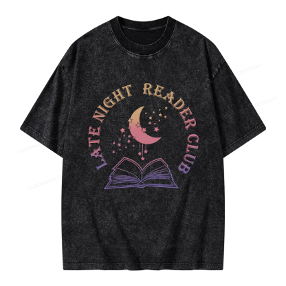Pagewings Late Night Reader Club Unisex Washed T-shirt