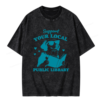 Pagewings Support Your Local Public Library Unisex Washed T-shirt