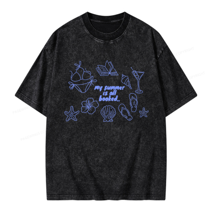 Pagewings My Summer Is All Booked Unisex Washed T-shirt