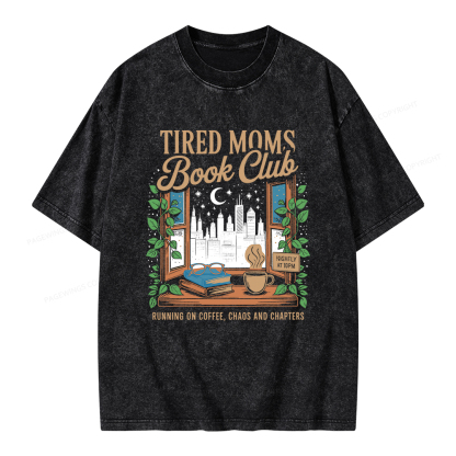 Pagewings Tired Moms Book Club Unisex Washed T-shirt