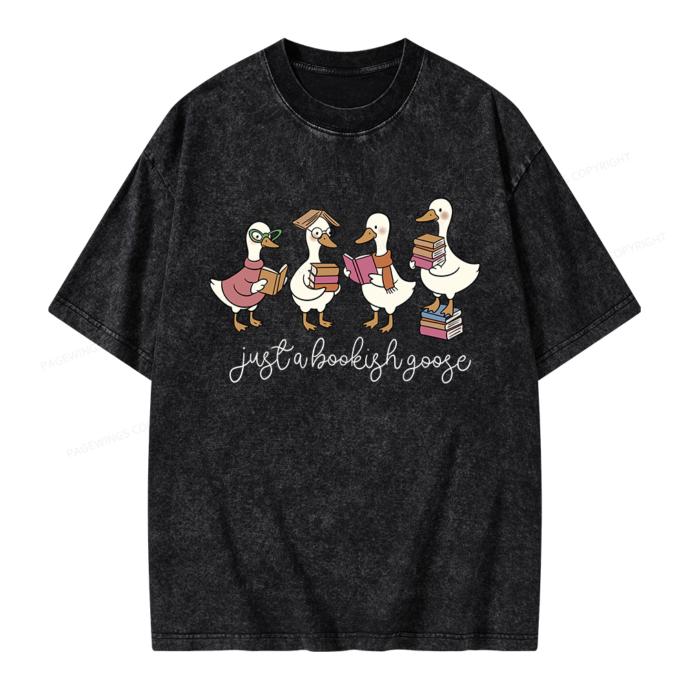 Pagewings Just A Bookish Goose Unisex Washed T-shirt