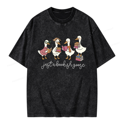 Pagewings Just A Bookish Goose Unisex Washed T-shirt