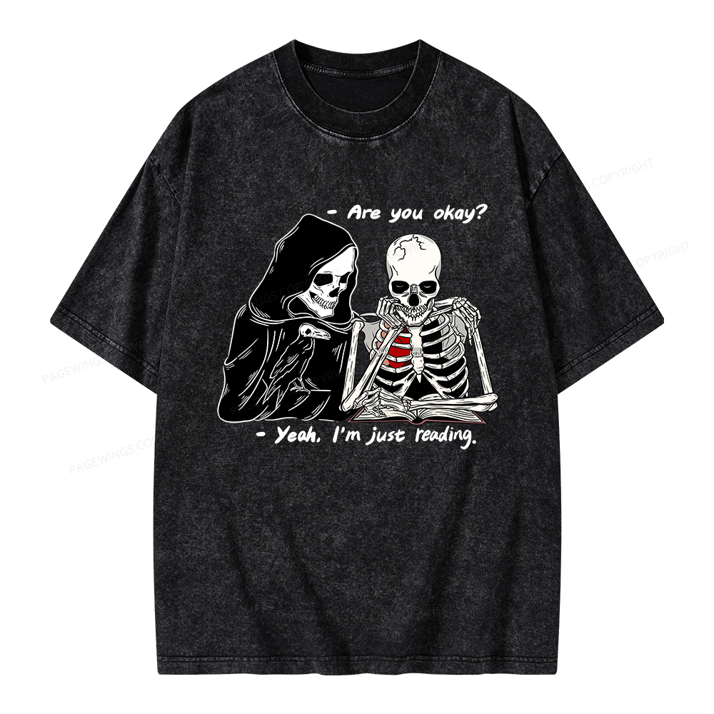Pagewings Yeah I'm Just Reading Unisex Washed T-shirt