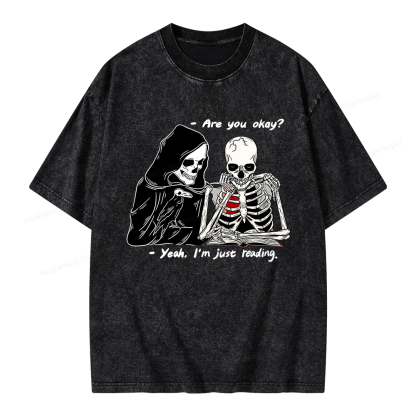 Pagewings Yeah I'm Just Reading Unisex Washed T-shirt