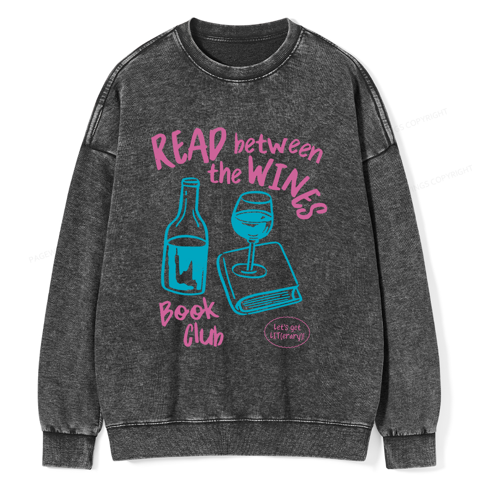 Pagewings Wine Lover Book Club Unisex Washed Sweatshirt