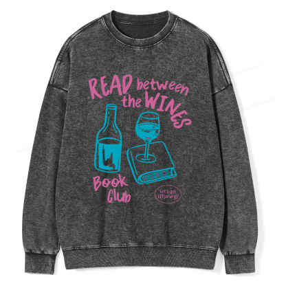Pagewings Wine Lover Book Club Unisex Washed Sweatshirt