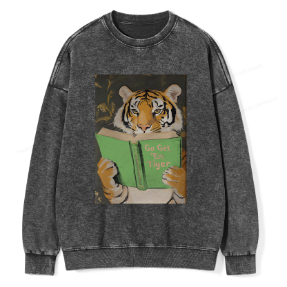Pagewings Motivational Tiger Unisex Washed Sweatshirt