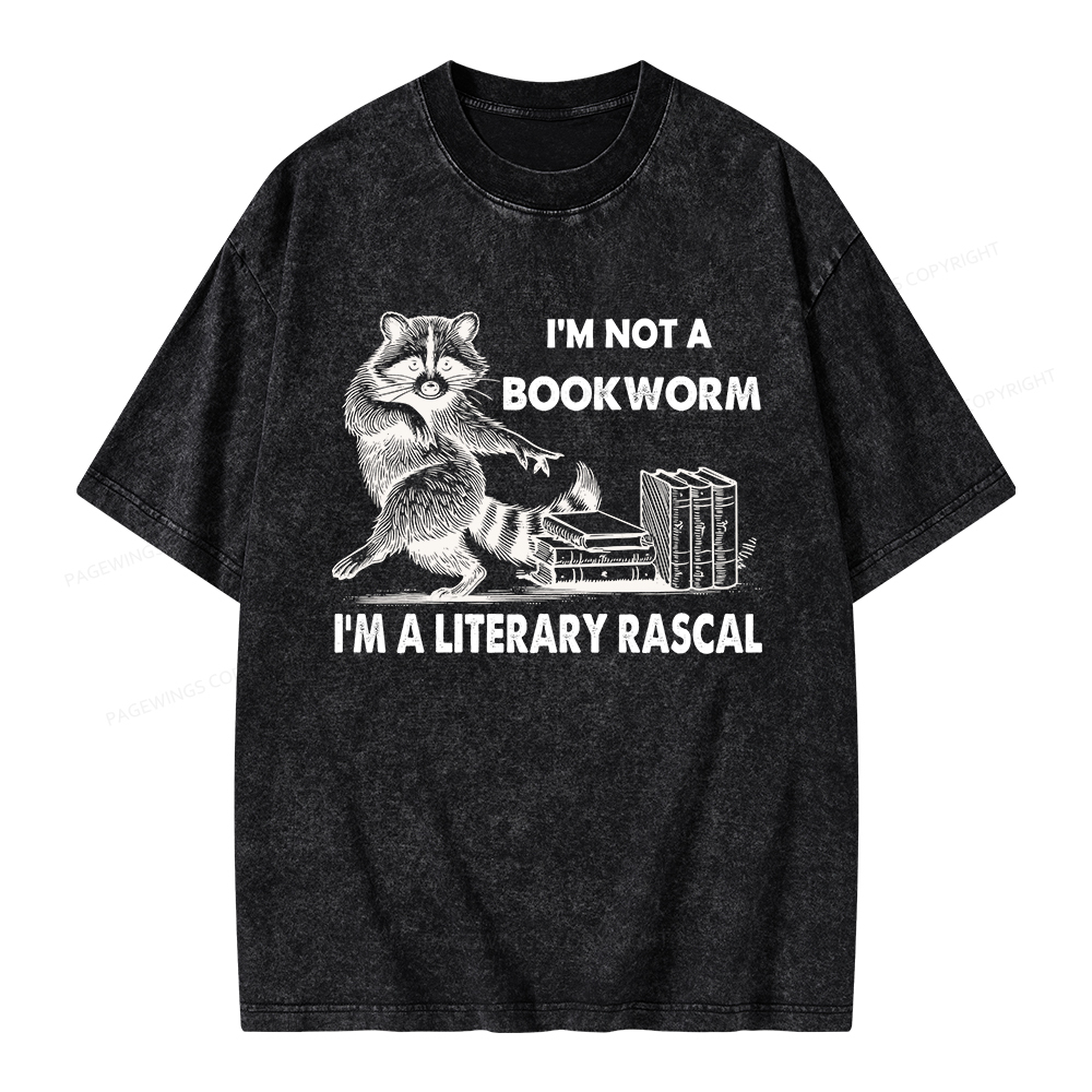 Pagewings I'm Not A Bookworm I'm A Literary Rascal Unisex Washed T-shirt