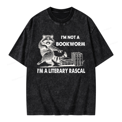 Pagewings I'm Not A Bookworm I'm A Literary Rascal Unisex Washed T-shirt