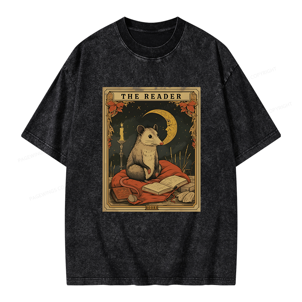 Pagewings The Reader Tarot Card Unisex Washed T-shirt