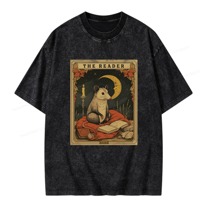 Pagewings The Reader Tarot Card Unisex Washed T-shirt