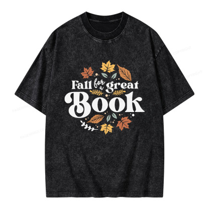 Pagewings Thanksgiving Fall For A Great Book Unisex Washed T-shirt