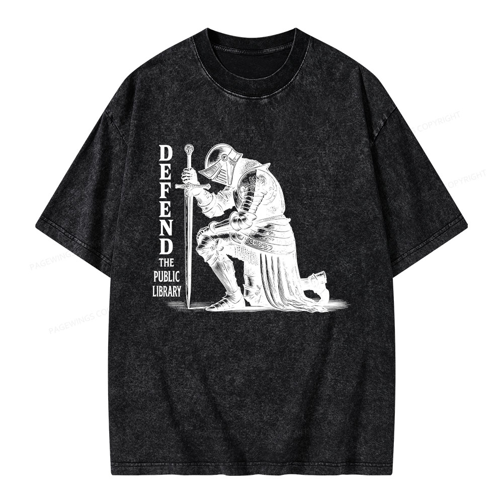 Pagewings Defend the Public Library Unisex Washed T-shirt