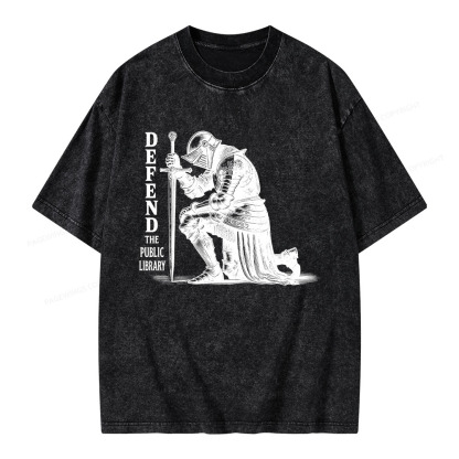 Pagewings Defend the Public Library Unisex Washed T-shirt