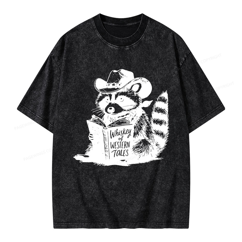 Pagewings Whiskey of Western Tales Unisex Washed T-shirt