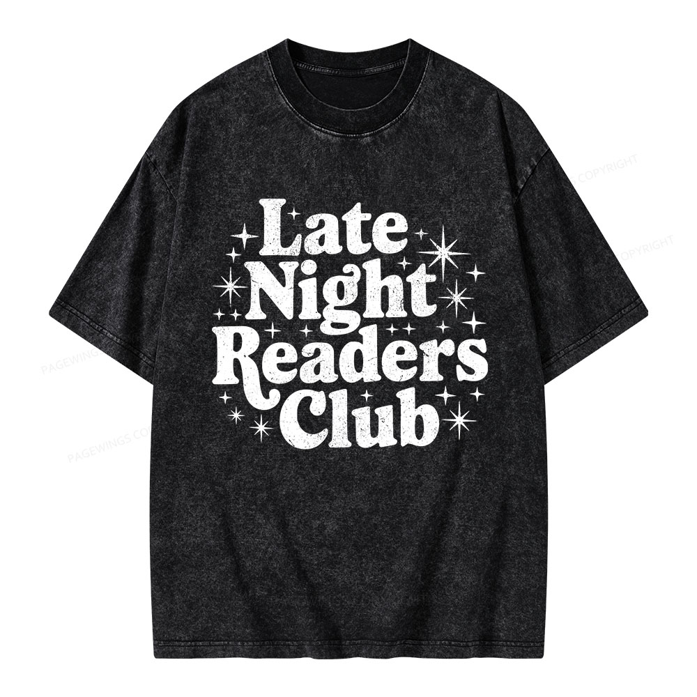 Pagewings Late Night Readers Club Unisex Washed T-shirt