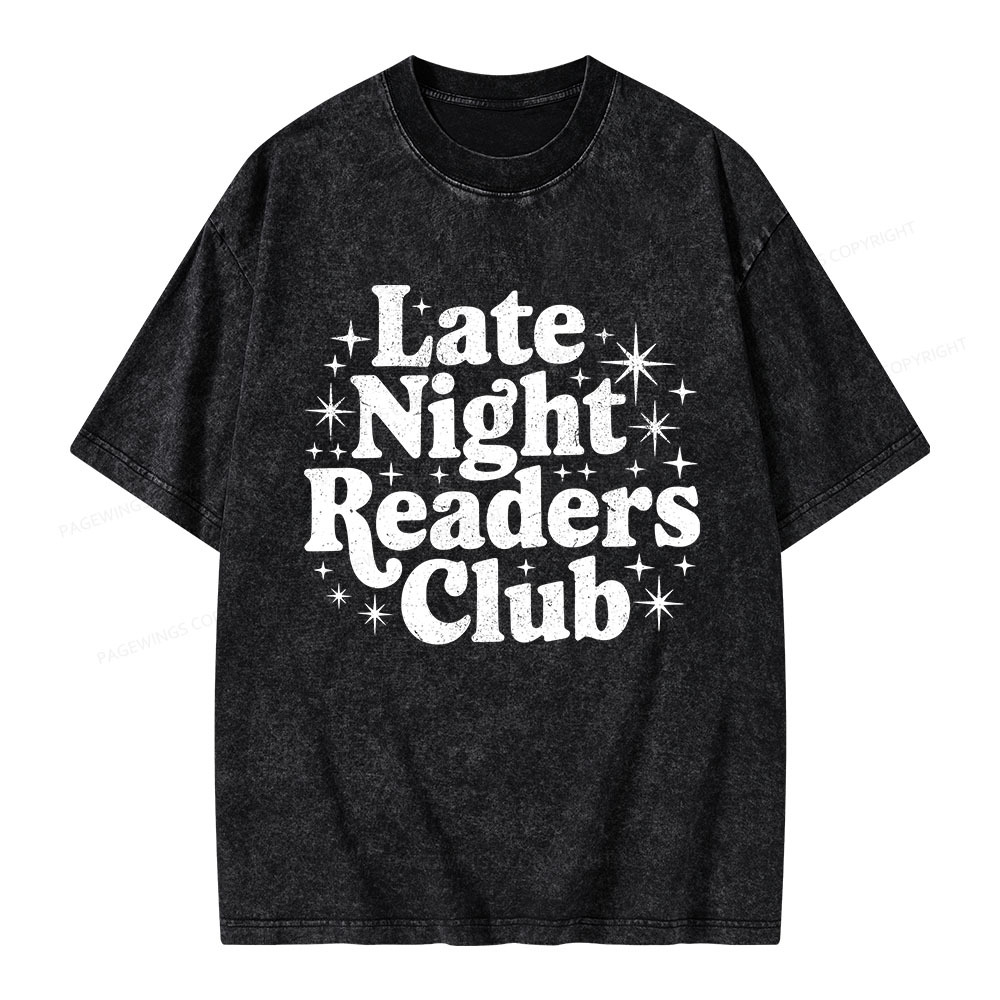 Pagewings Late Night Readers Club Unisex Washed T-shirt