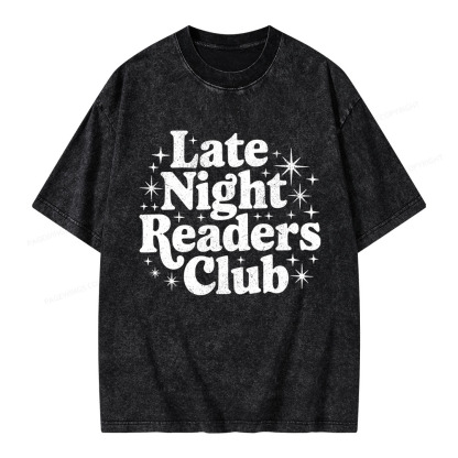 Pagewings Late Night Readers Club Unisex Washed T-shirt