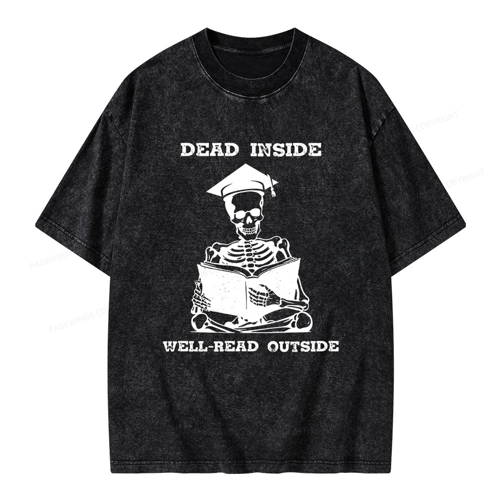 Pagewings Dead Inside Well-Read Outside Unisex Washed T-shirt