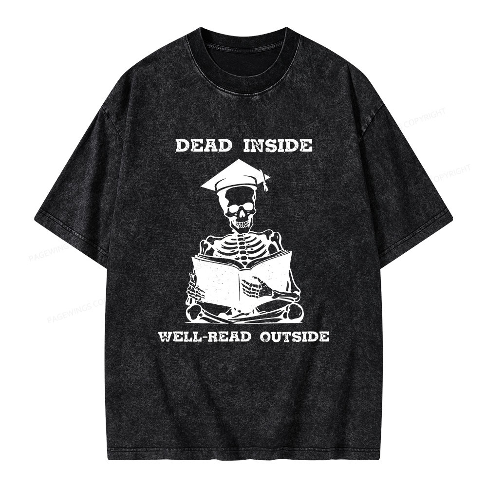 Pagewings Dead Inside Well-Read Outside Unisex Washed T-shirt