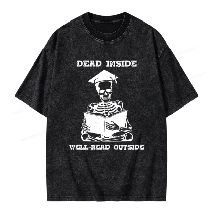 Pagewings Dead Inside Well-Read Outside Unisex Washed T-shirt