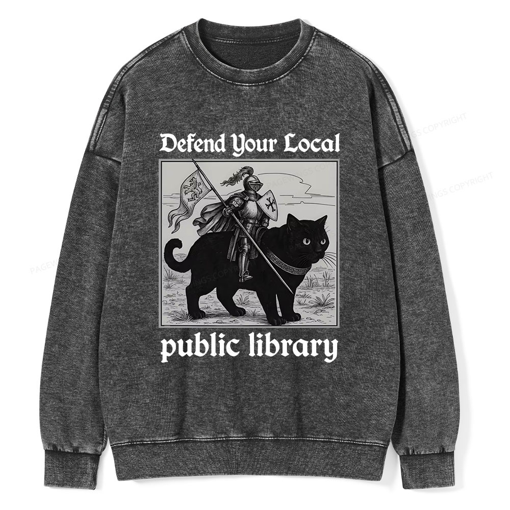 Pagewings Defend Your Local public library Unisex Washed Sweatshirt
