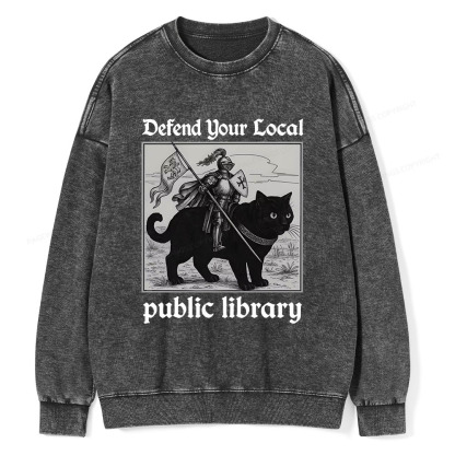 Pagewings Defend Your Local public library Unisex Washed Sweatshirt
