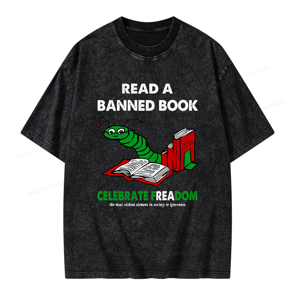 Pagewings Read A Banned Book Unisex Washed T-shirt