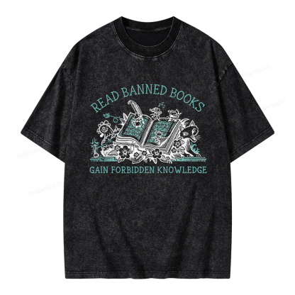 Pagewings Read Banned Books Gain Forbidden Knowledge Unisex Washed T-shirt