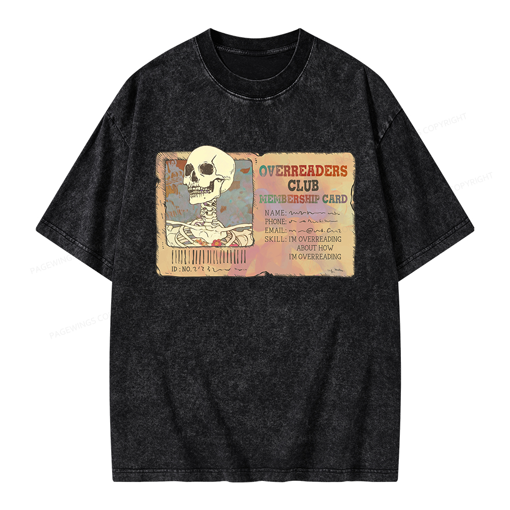 Pagewings Overreaders Club Membership Card Unisex Washed T-shirt
