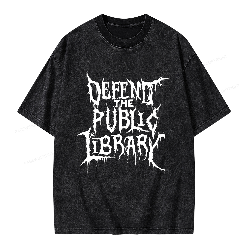 Pagewings Defend The Public Library Unisex Washed T-shirt