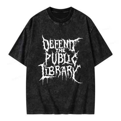 Pagewings Defend The Public Library Unisex Washed T-shirt