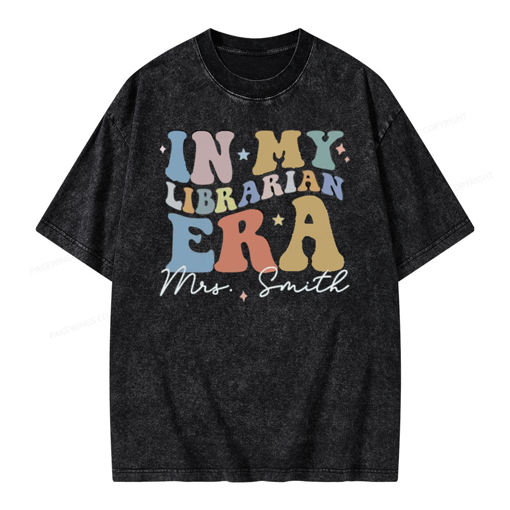 Pagewings Personalized In My Librarian Era Shirt Unisex Washed T-shirt