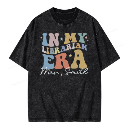 Pagewings Personalized In My Librarian Era Shirt Unisex Washed T-shirt