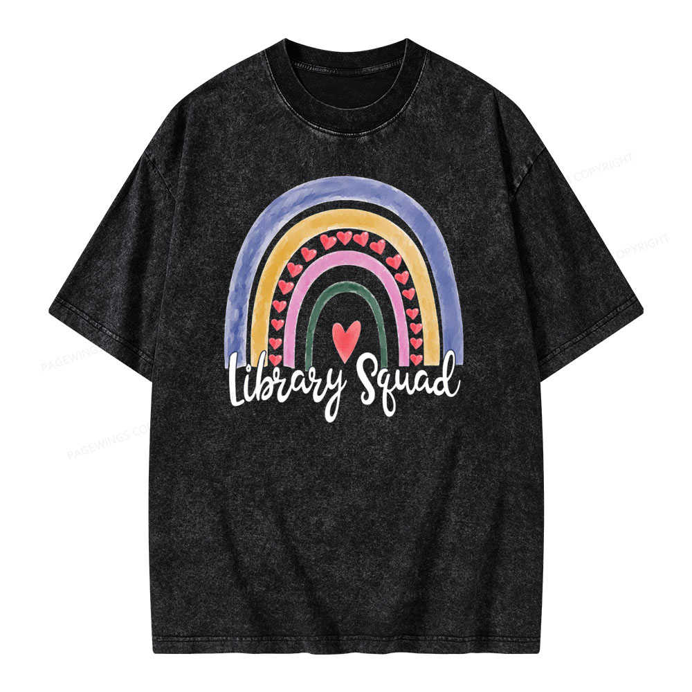Pagewings Librarian Tee, Library Team Tee, Library Squad Shirt Unisex Washed T-shirt