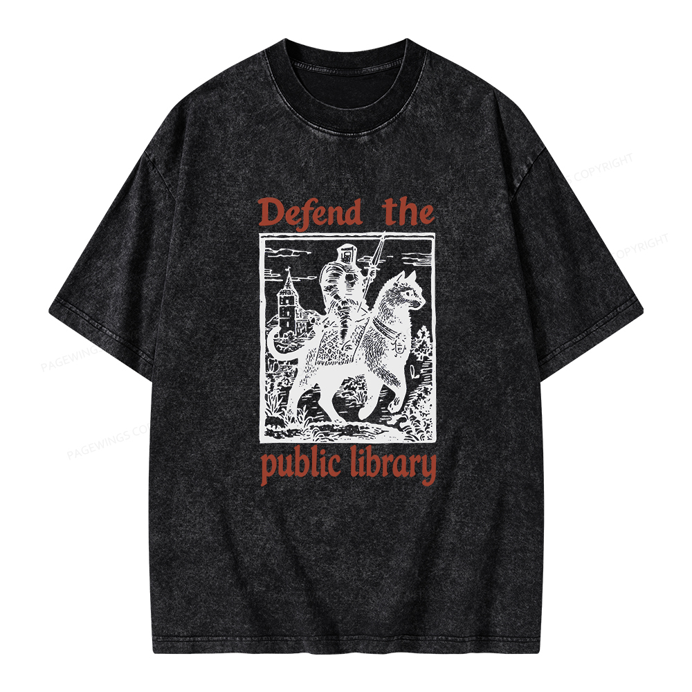Pagewings Defend the Public Library Unisex Washed T-shirt
