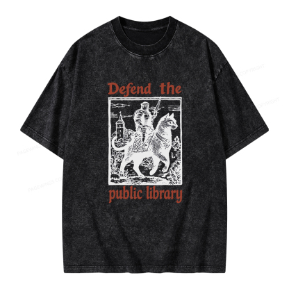 Pagewings Defend the Public Library Unisex Washed T-shirt