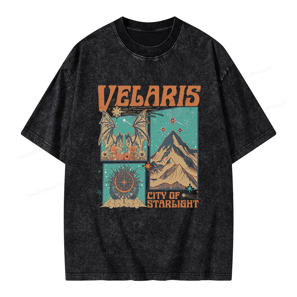 Pagewings Velaris City Of Starlight Unisex Washed T-shirt