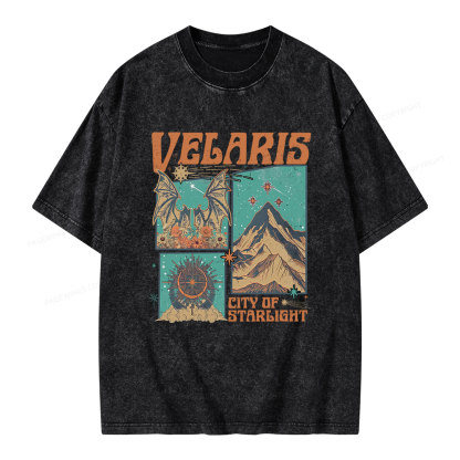 Pagewings Velaris City Of Starlight Unisex Washed T-shirt