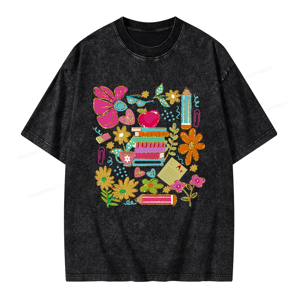Pagewings Back to School Bookish Unisex Washed T-shirt