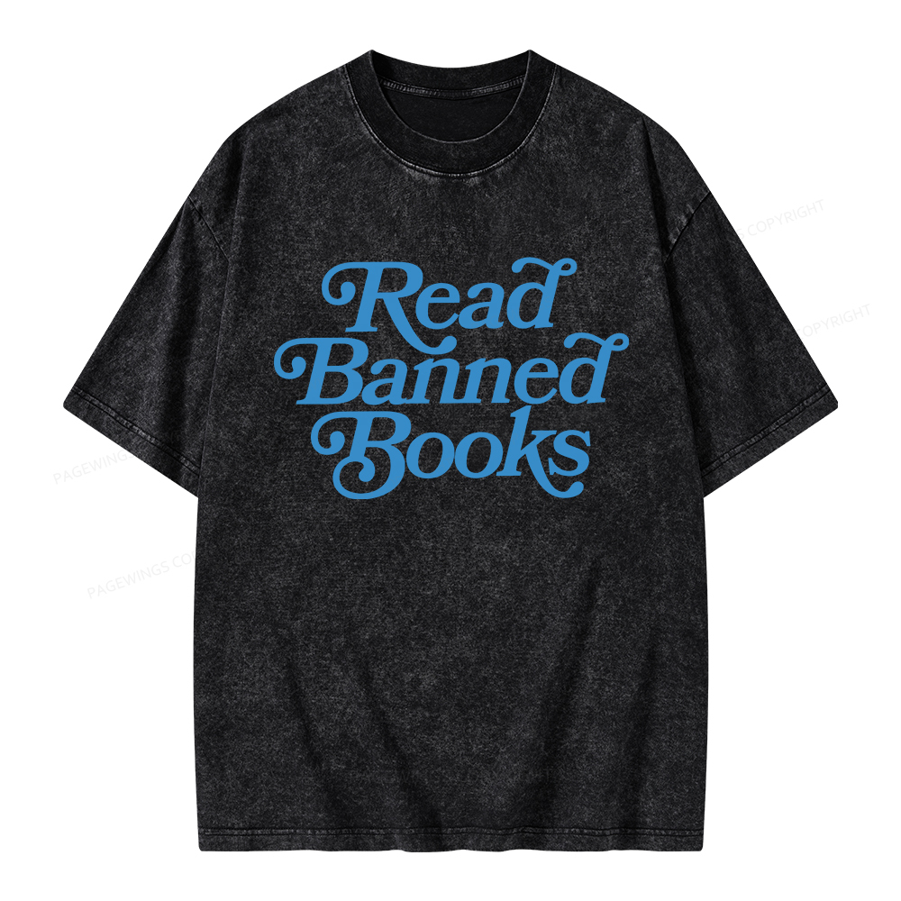 Pagewings Read Band Books Freedom Read Unisex Washed T-shirt