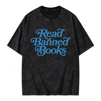 Pagewings Read Band Books Freedom Read Unisex Washed T-shirt