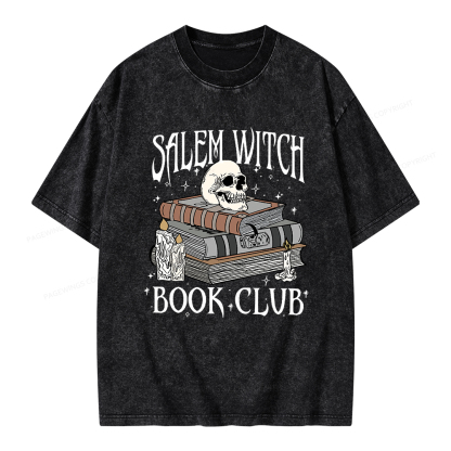 Pagewings Salem Witch Book Club Unisex Washed T-shirt