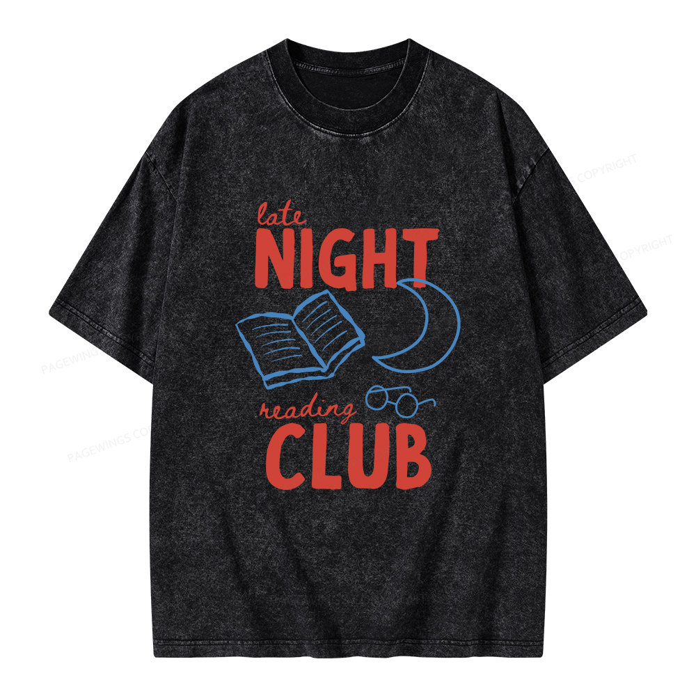 Pagewings Late Night Reading Club Unisex Washed T-shirt